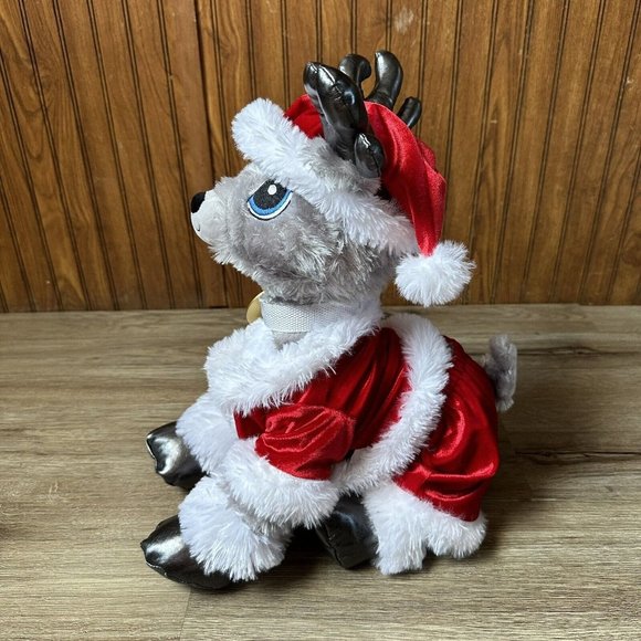 Build A Bear Silver Snow Reindeer 15" Plush Santa Outfit Medallion Christmas - Picture 2 of 7
